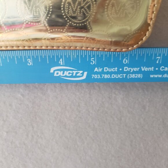 Michael Kors Gold Metallic Crossbody Bag MK Signature Logo Gold Chain Strap - Picture 4 of 11